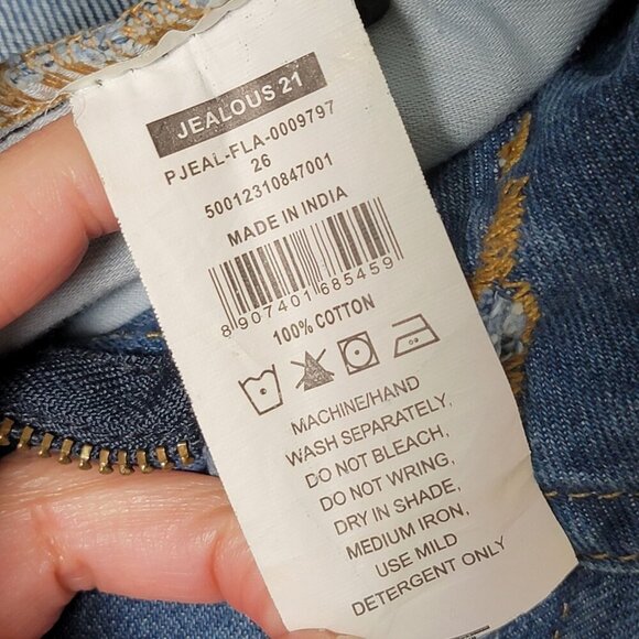 Jealous 21 Womens Belted High Rise Wide Leg Retro Crop Denim Blue Jeans Size 26 - Picture 11 of 11